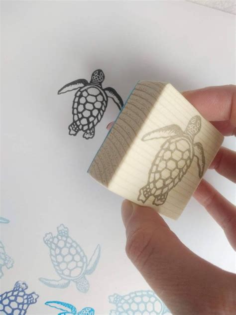 Turtle Rubber Stamp Tropical Sea Turtle Stamp Sealife Stamp Etsy