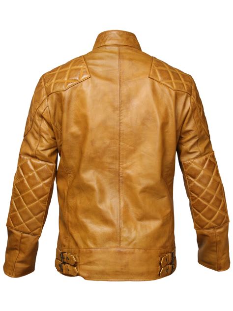 Mens Tan Leather Jacket Leather Biker Jacket Ibi Leather