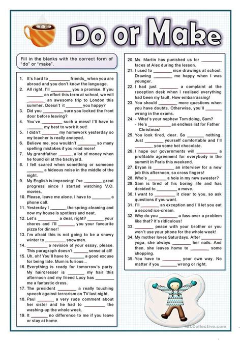 Make Or Do Collocations Practice Worksheet Free Esl Printable