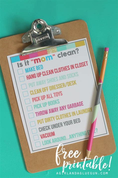 Your room, by now, should be looking pretty clean, but we aren't done yet! Is it "mom" clean...bedroom checklist printables! - A girl ...
