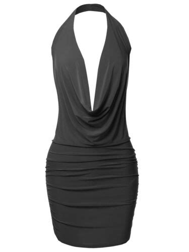 Fashionoutfit Women S Halter Neck Ruched Party Cocktail Sexy Body Con Mini Dress Ebay