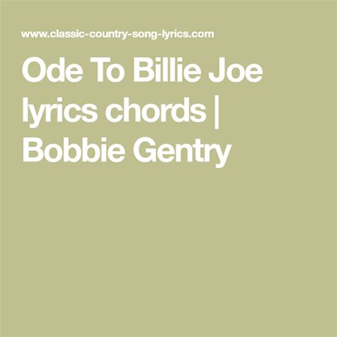 Ode To Billie Joe Lyrics Chords Bobbie Gentry Ukulele Songs Music