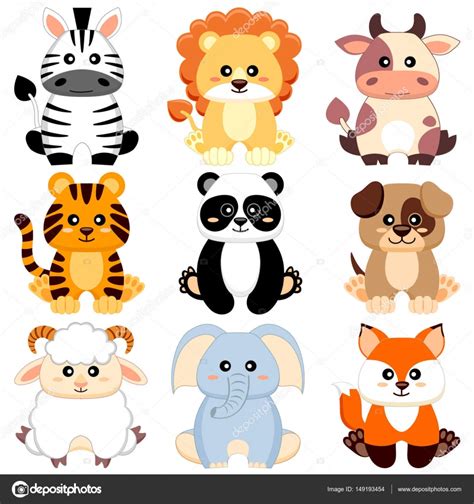 Lindos Animales De Dibujos Animados Bebé Ilustración De Stock De