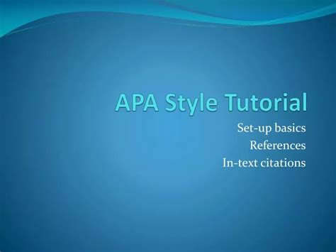 Ppt Apa Style Tutorial Powerpoint Presentation Free Download Id