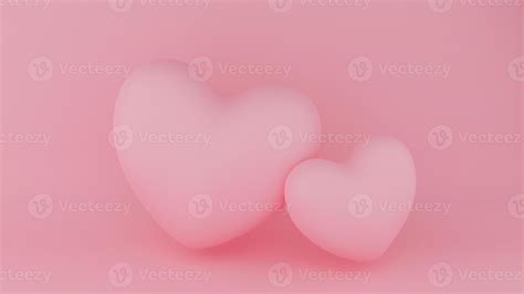 Two Pink Heart With Pink Background Valentines Day Concept 3d