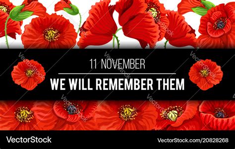 Remembrance Day 11 November Poppy Banner Vector Image