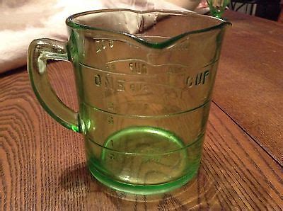 Antique Kellogs Advertising Green Depression Glass Measuring Cup