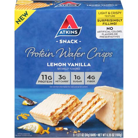 Atkins Protein Wafer Crisps Lemon Vanilla Keto Friendly 5 Count