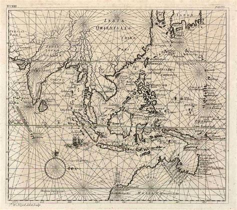 Antique Sea Chart Of Southeast Asia And Australia By Heydt Sanderus