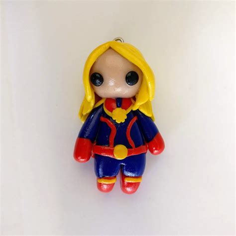 Captain Marvel Movie 2019 Charm Dust Plug Key Chain Etsy Polymer