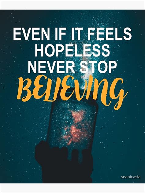 Never Stop Believing Motivational Inspirational Mindset Word Poster