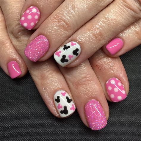 Nails Calgel Disney Pink Minnie Mickey Mouse Disney Acrylic Nails
