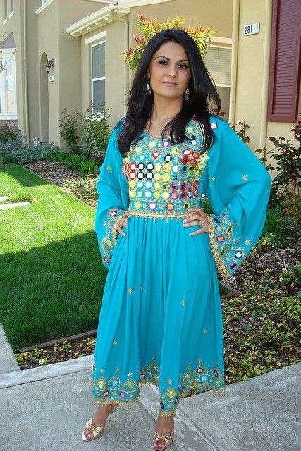 Afghan Model Wearing Beautiful Sky Blue Afghan Dress From Afghanistan