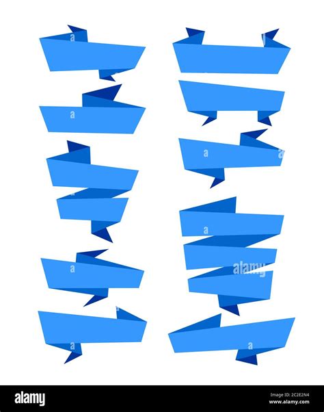 Ribbon Flat Colored Banner Setvector Blue Ribbons Vector Illustration
