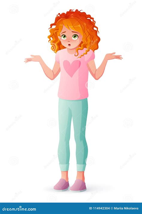 Young Redhead Girl Vector Cartoon Character Set