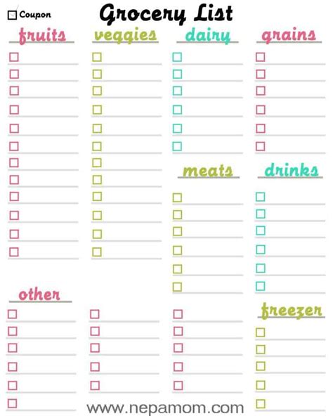 Free Grocery List Template Word Excel Formats