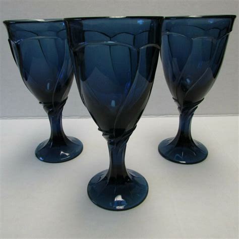 Set Of 3 Noritake Sweet Swirl Midnight Blue Cobalt Blue Water Glasses Goblets Noritake Types