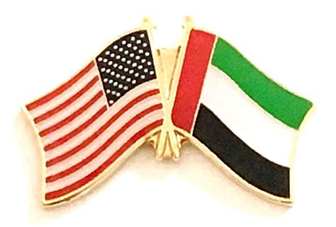 United Arab Emirates UAE Wholesale Single Crossed Double Flag Lapel Pins Cheap Friendship Pin