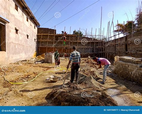 Asian People Working On Building Construction Site In India January