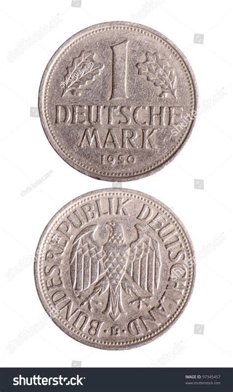 A German Mark Isolated On White Currency Of Germany Prior To The