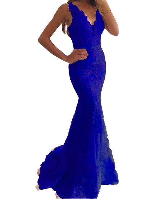 lemai women beaded lace mermaid long v neck prom dresses formal evening gown