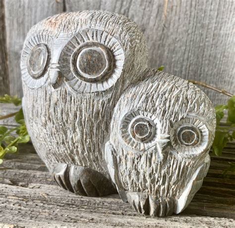 Soapstone Owl Mother And Baby By London Garden Trading