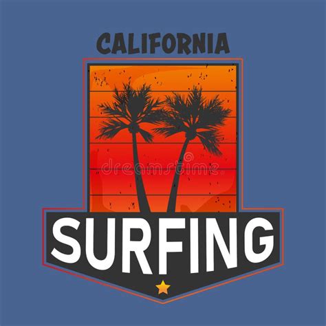 Vector Illustration On The Theme Of Surfing In California West Coast