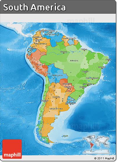 Free Political 3d Map Of South America Single Color Outside Shaded