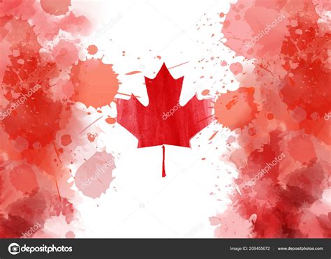 Happy Canada Day Background Watercolor Abstract Splashes Grunge