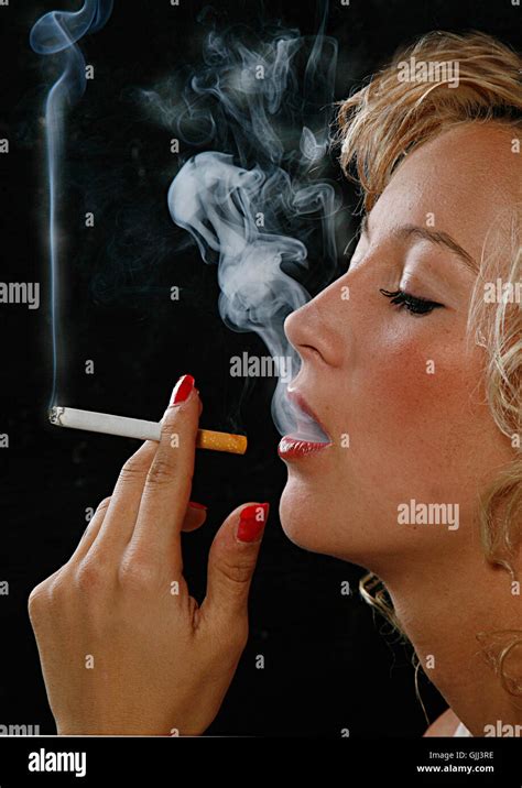 Girl With Smoking Stock Photo Alamy