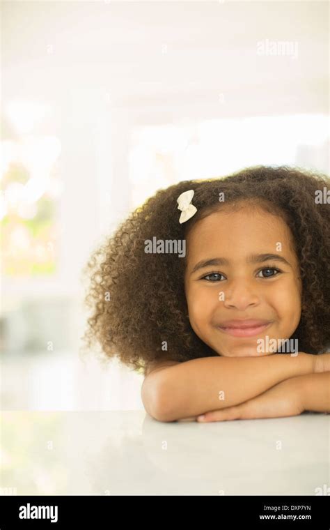 Close Up Portrait Of Smiling Girl Stock Photo Alamy