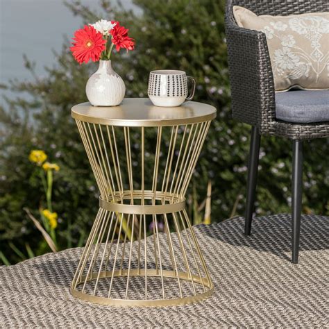 Anthony Outdoor 16 Inch Iron Side Table Matte Gold