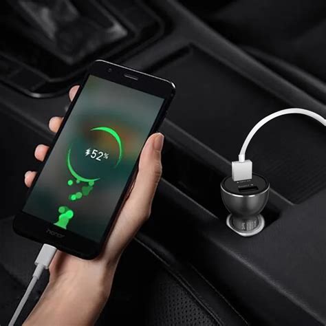 Mini Dual Usb Car Charger For Mobile Phone Abs Fireproof Auto Quick