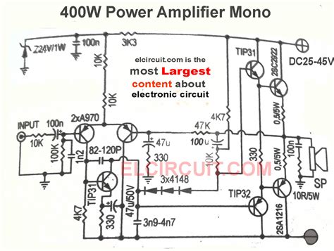 Capacity depends on transistor circuits and power transformers. 400W and 800W Power Amplifier Circuit - Electronic Circuit