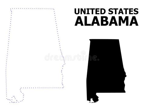 Vector Contour Dotted Map Of Alabama State With Caption Stock Vector