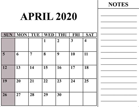 Free Blank April 2020 Calendar Printable In Pdf Word Excel