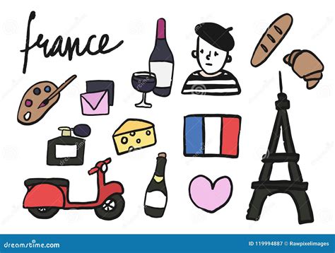 Symbols Of France Collection Illustration Stock Illustration