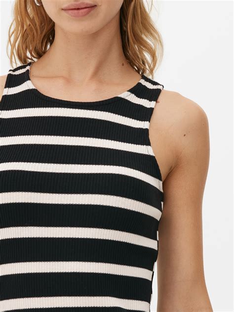 Womens Blackwhite Striped Racerback Midi Dress Primark