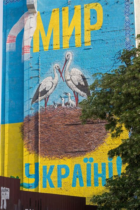 Kiew, Ukraine - 18. Juni 2016: Graffiti, Welche Die Storchnester Und