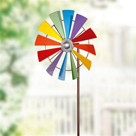 Kinder lassen sich besonders begeistern, wenn sich die bunten windräder bewegen und ein lustiges, sowie manchmal auch beruhigendes geräusch von sich geben. Windrad "Regenbogen" Metall Garten Deko Stecker Sticker ...