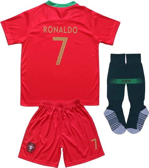 Fpf 2018 Portugal 7 Home Red Cristiano Ronaldo Kids Soccer Football
