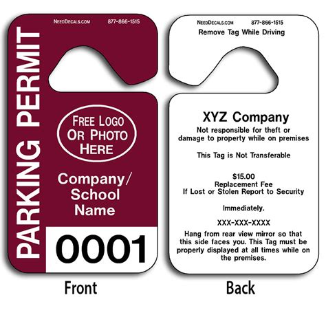 Parking Placards 50 310 To 2500 042 Free Numbering And Backprinting