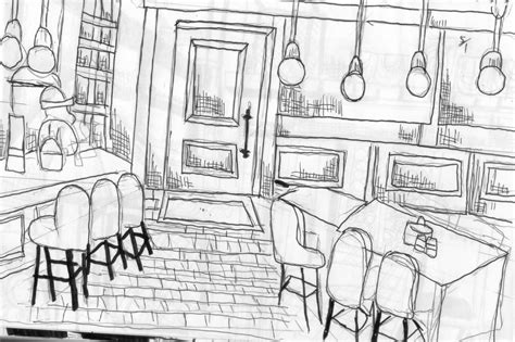Coffee Shop Cafe Interior Drawing Home Interior Design