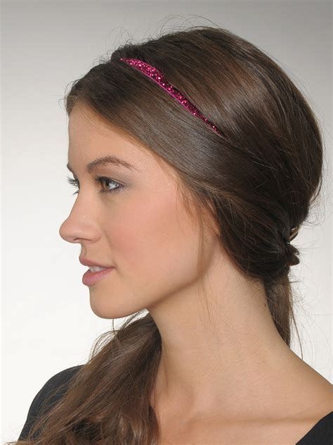 Fuchsia Skinny Glitter Headband At