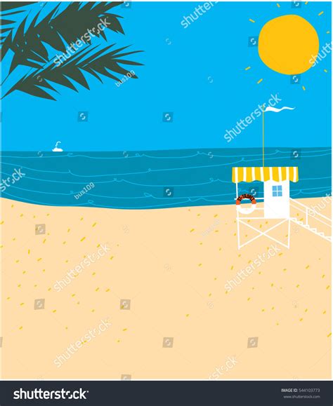 Summer Beach Landscape Vector Illustration Stock Vector Royalty Free