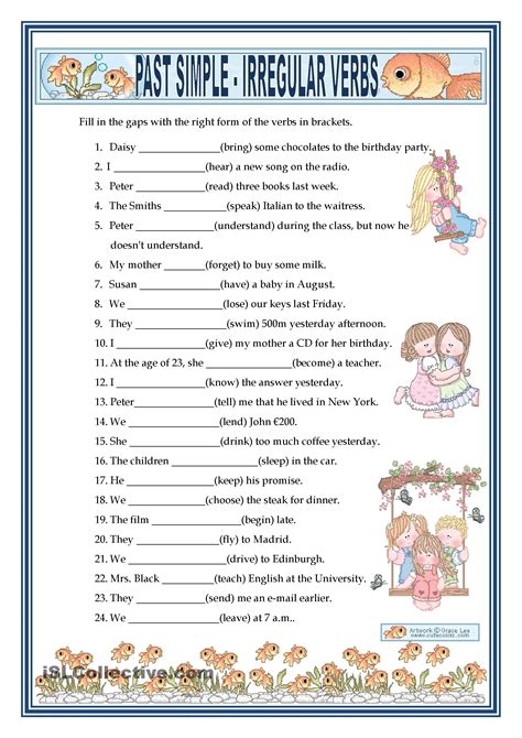 Irregular Verbs Worksheet Grade 6