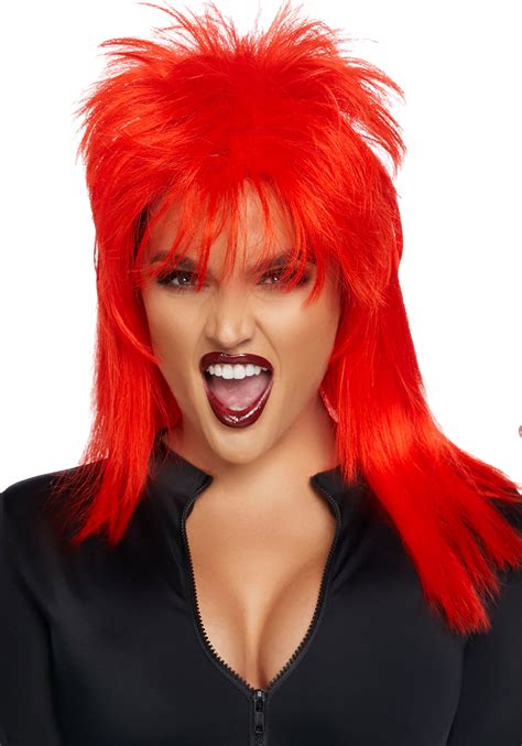 Womens Red 80s Rocker Wig