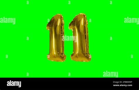 Number 11 Eleven Years Birthday Anniversary Golden Balloon Stock Video