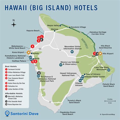 Big Island Map With Attractions World Map