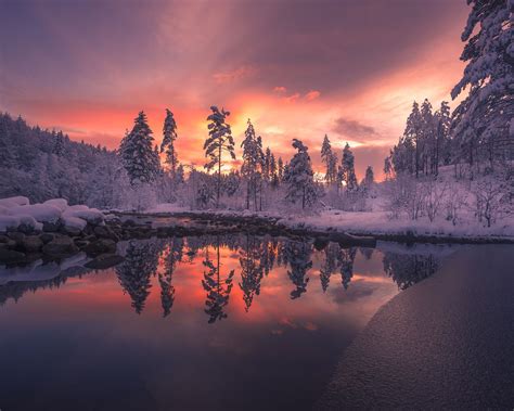 Sunrise Winter In Telemark Norway From A Very Nice Morning With